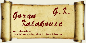 Goran Kalaković vizit kartica